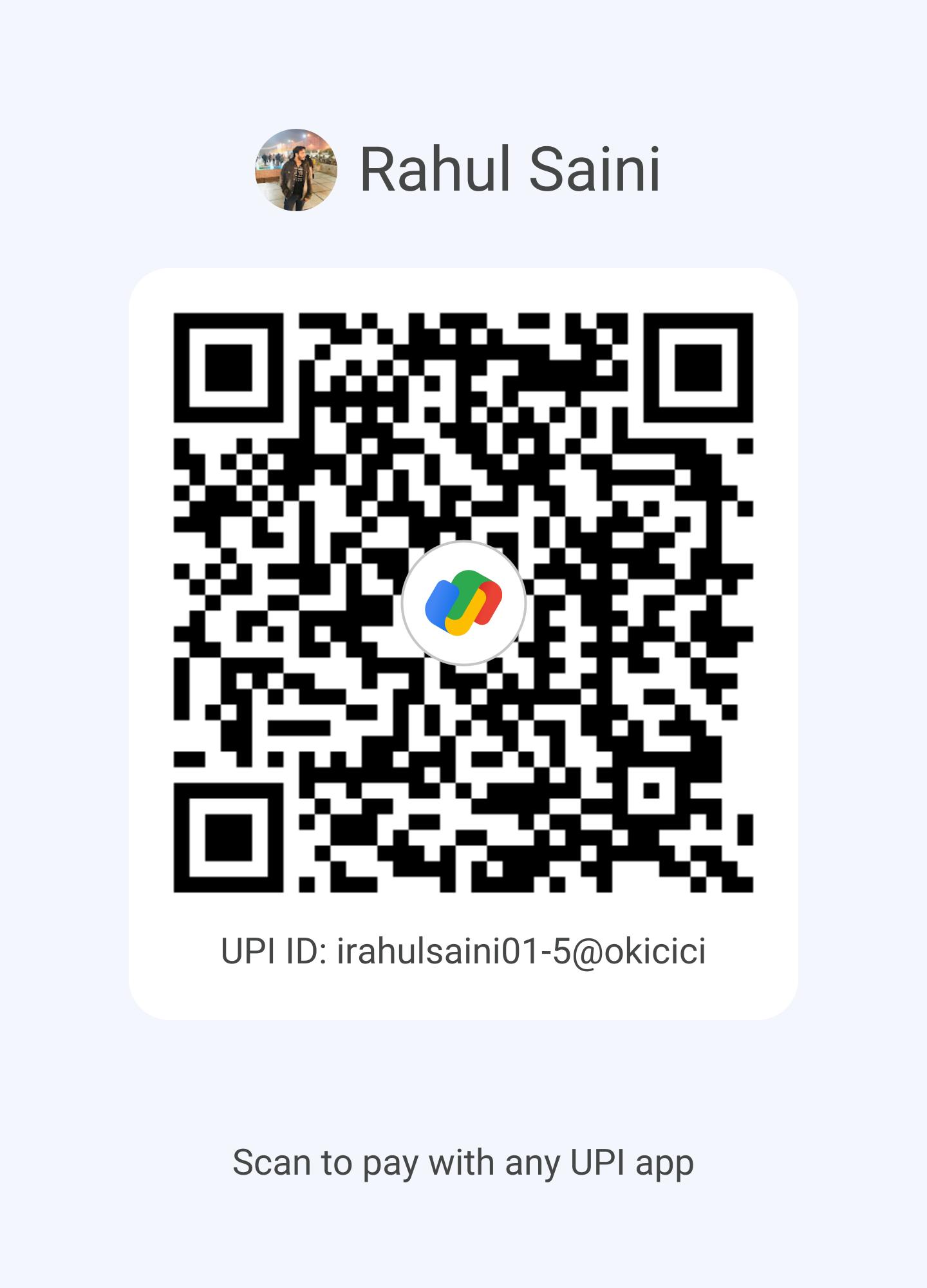 UPI payment QR code for RAHUL SAINI